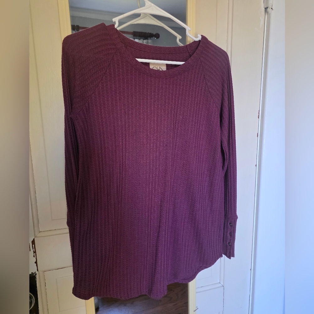 Purple Ribbed Long Sleeve Top